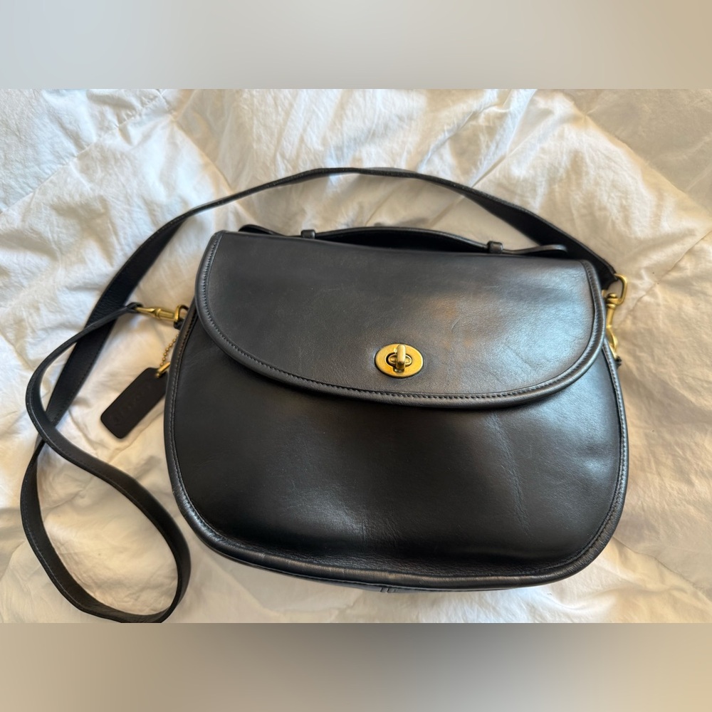 Black Vintage Coach Large Plaza Bag (Style Number 9865)